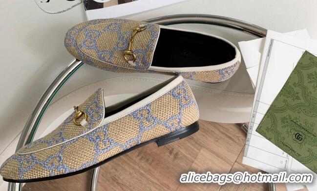 Good Product Gucci Raffia-Like Loafer Beige/Blu 2081039