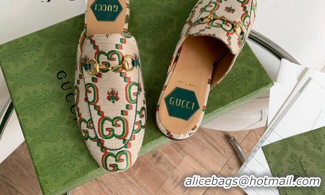 AAAAA Gucci GG Flower Jacquard Mules Beige 2081043