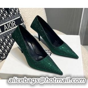 Low Price Balenciaga x Gucci Knife Crystal High Heel Pumps 8.5cm Green 081312