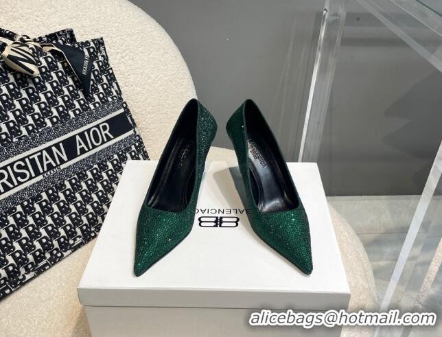 Low Price Balenciaga x Gucci Knife Crystal High Heel Pumps 8.5cm Green 081312