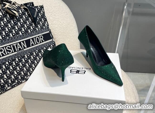 Low Price Balenciaga x Gucci Knife Crystal High Heel Pumps 8.5cm Green 081312