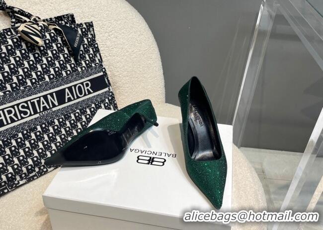 Low Price Balenciaga x Gucci Knife Crystal High Heel Pumps 8.5cm Green 081312