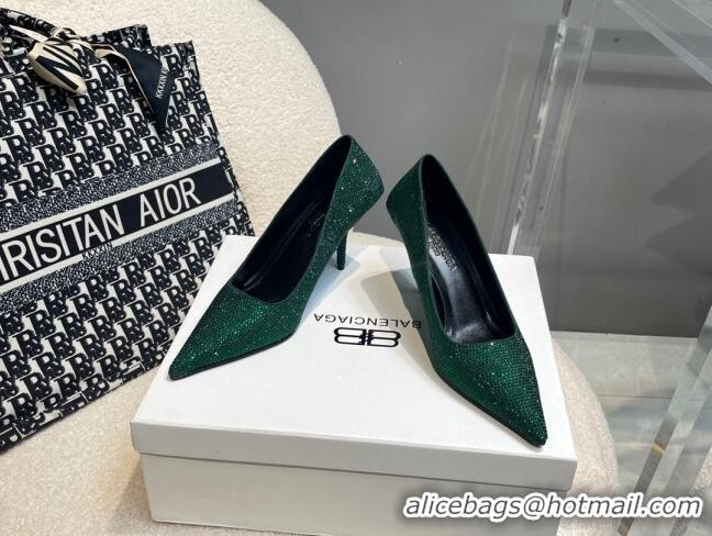 Low Price Balenciaga x Gucci Knife Crystal High Heel Pumps 8.5cm Green 081312