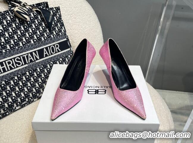 Top Design Balenciaga x Gucci Knife Crystal High Heel Pumps 8.5cm Light Pink 081315