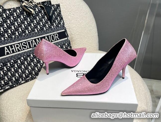 Top Design Balenciaga x Gucci Knife Crystal High Heel Pumps 8.5cm Light Pink 081315