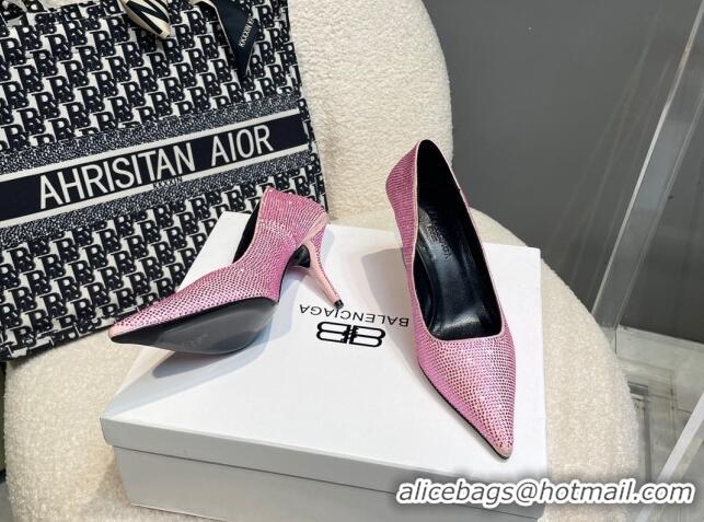 Top Design Balenciaga x Gucci Knife Crystal High Heel Pumps 8.5cm Light Pink 081315