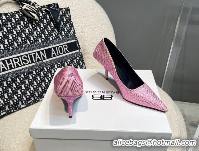 Top Design Balenciaga x Gucci Knife Crystal High Heel Pumps 8.5cm Light Pink 081315