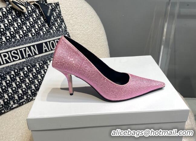 Top Design Balenciaga x Gucci Knife Crystal High Heel Pumps 8.5cm Light Pink 081315