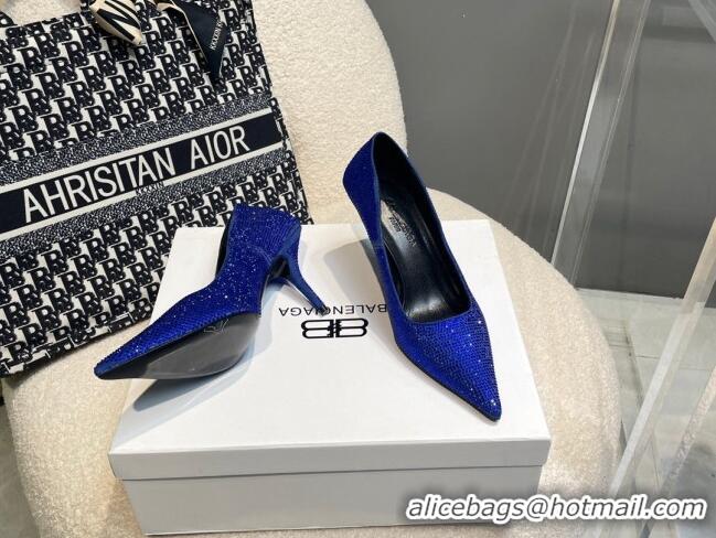 Cheap Price Balenciaga x Gucci Knife Crystal High Heel Pumps 8.5cm Blue 2081317