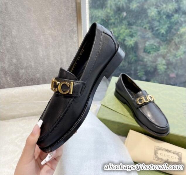 Good Product Gucci 'Gucci' Calf Leather Loafers Black 081318