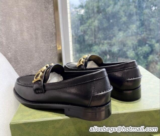 Good Product Gucci 'Gucci' Calf Leather Loafers Black 081318