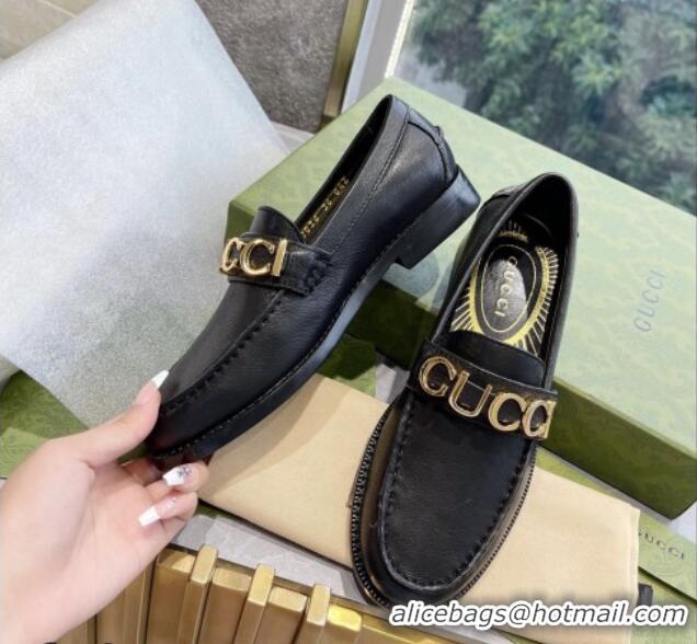 Good Product Gucci 'Gucci' Calf Leather Loafers Black 081318