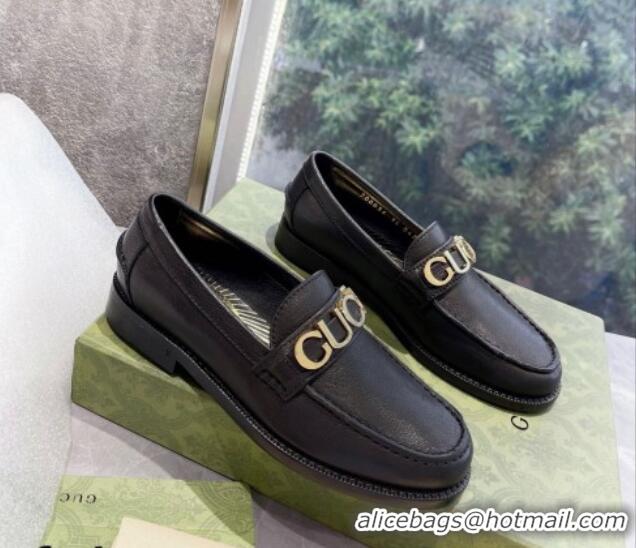 Good Product Gucci 'Gucci' Calf Leather Loafers Black 081318