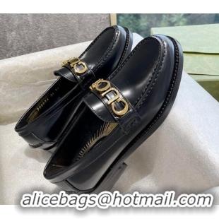 Perfect Gucci 'Gucci' Shiny Leather Loafers Black 081319