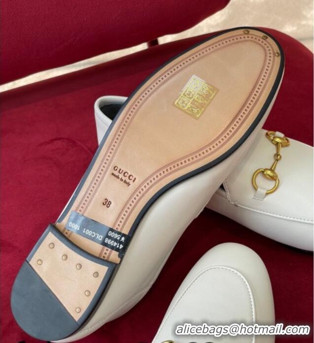 Best Grade Gucci Jordaan Leather Loafers White 414998