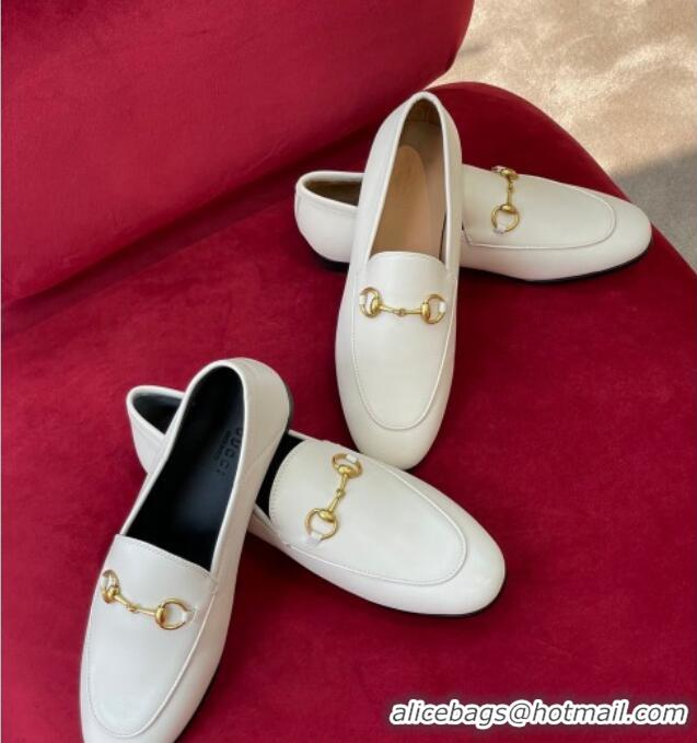 Best Grade Gucci Jordaan Leather Loafers White 414998