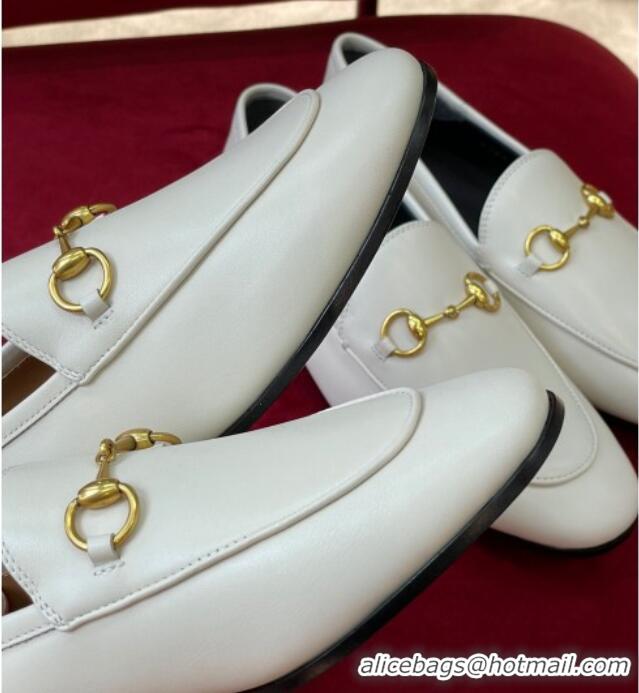 Best Grade Gucci Jordaan Leather Loafers White 414998