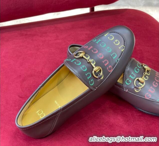 Low Price Gucci Jordaan Print Leather Loafers Brown 081324