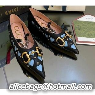 Discount Gucci Lovelight Leather Ballet Flat with Horsebit Black 082579