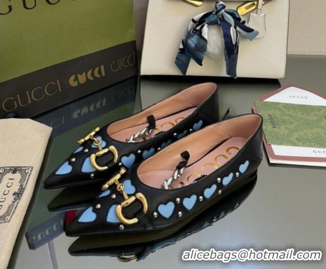 Discount Gucci Lovelight Leather Ballet Flat with Horsebit Black 082579