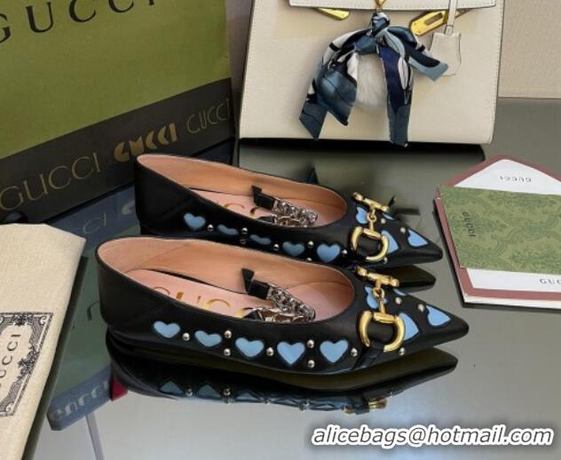 Discount Gucci Lovelight Leather Ballet Flat with Horsebit Black 082579