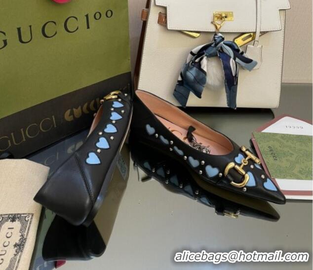 Discount Gucci Lovelight Leather Ballet Flat with Horsebit Black 082579