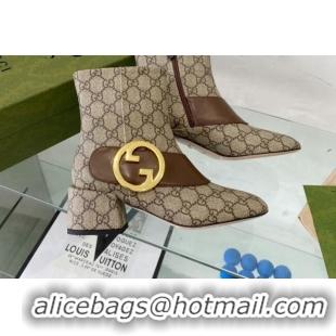 Luxury Discount Gucci Blondie GG Canvas Ankle Boot 5cm Beige 082584