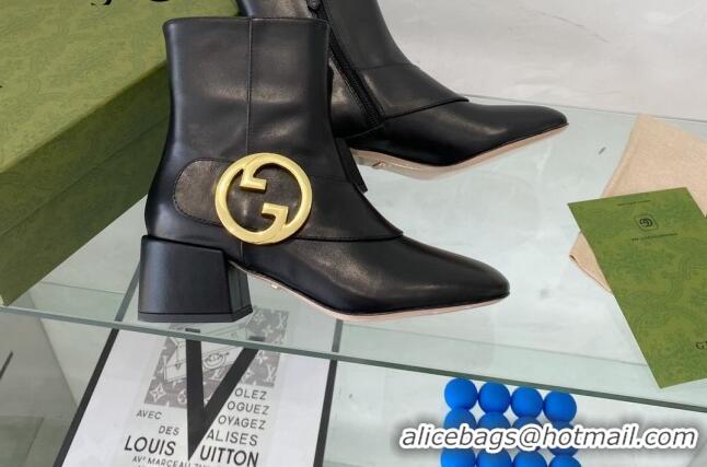 Luxury Gucci Blondie Leather Ankle Boot 5cm Black 2082585