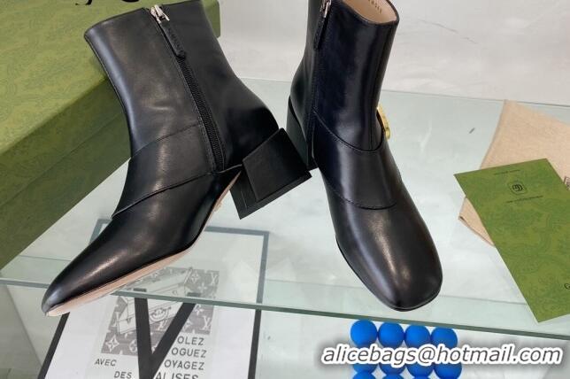 Good Quality Gucci Blondie Leather Mid-heel Pumps 5.5cm Black 082588