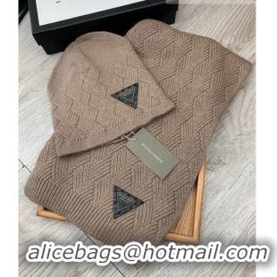 Buy Cheapest Bottega Veneta Wool Hat and Scarf Set 122222 Grey 2021