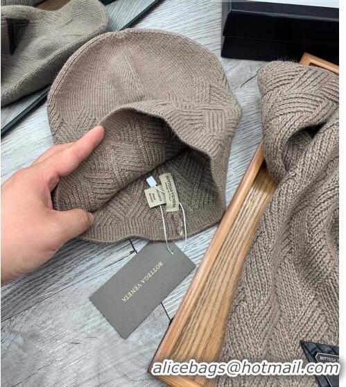 Buy Cheapest Bottega Veneta Wool Hat and Scarf Set 122222 Grey 2021