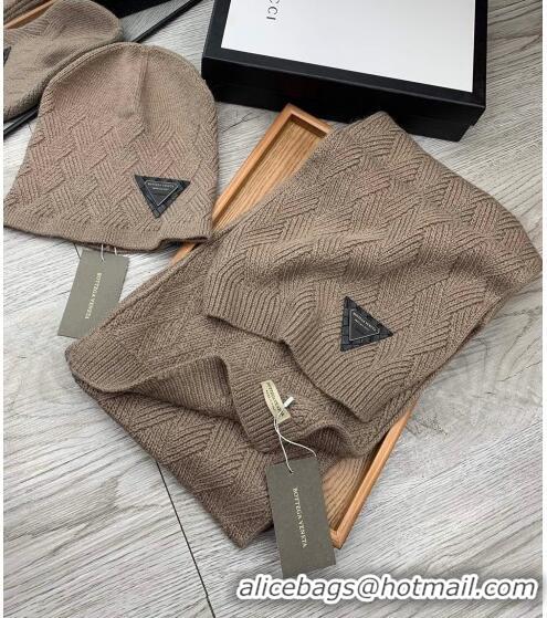 Buy Cheapest Bottega Veneta Wool Hat and Scarf Set 122222 Grey 2021