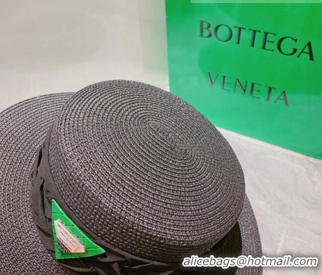 Shop Grade Bottega Veneta Straw Wide Brim Hat 0310115 Black 2022