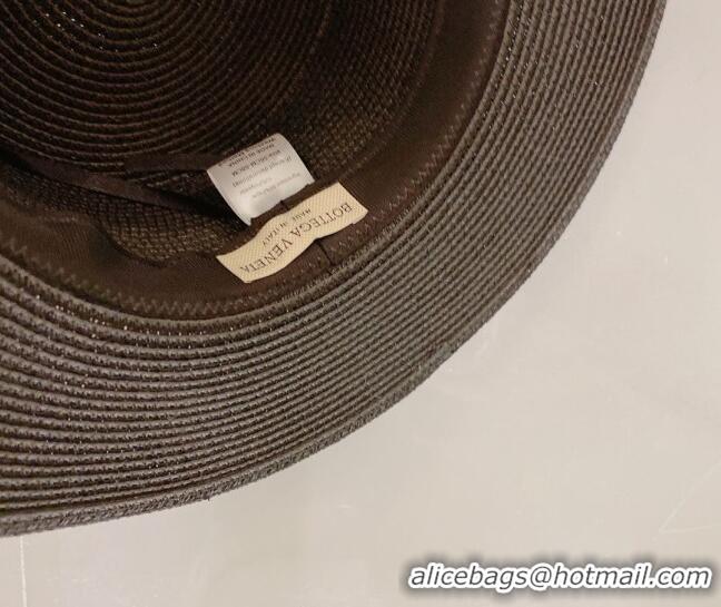 Shop Grade Bottega Veneta Straw Wide Brim Hat 0310115 Black 2022