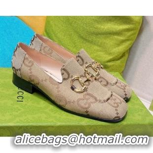 Top Grade Gucci Maxi-GG Canvas Loafer with Horsebit Camel 0825100