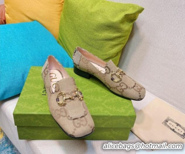 Top Grade Gucci Maxi-GG Canvas Loafer with Horsebit Camel 0825100