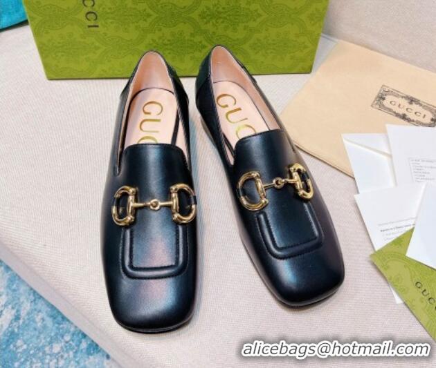 Classic Hot Gucci Leather Loafer with Horsebit Black 0825101