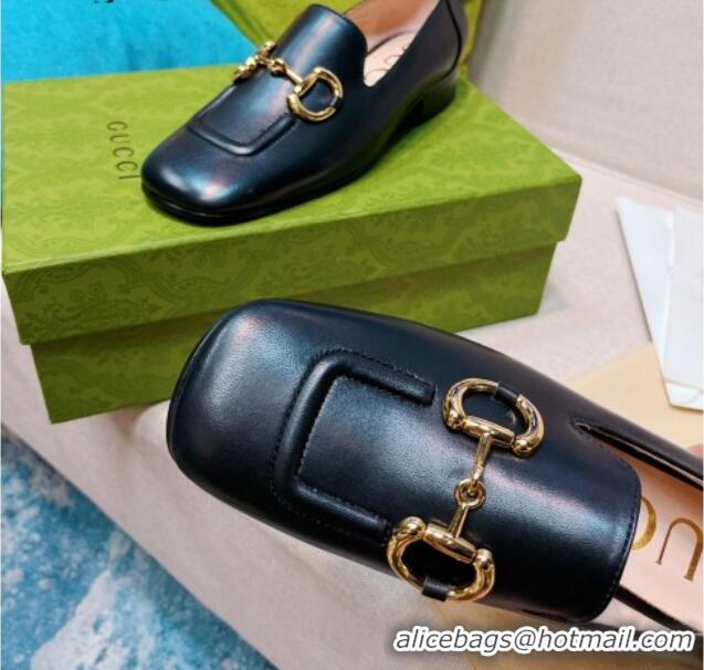 Classic Hot Gucci Leather Loafer with Horsebit Black 0825101