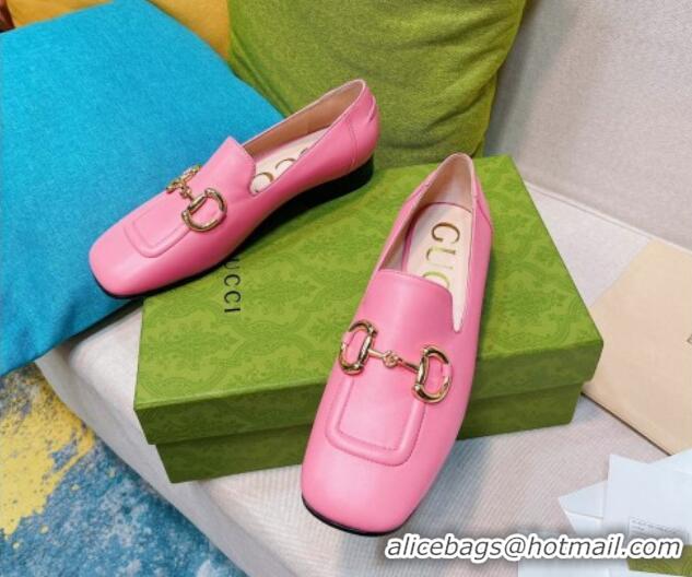 Good Quality Gucci Leather Loafer with Horsebit Pink 0825103