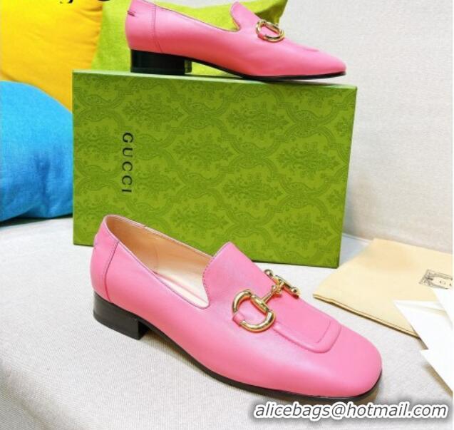 Good Quality Gucci Leather Loafer with Horsebit Pink 0825103