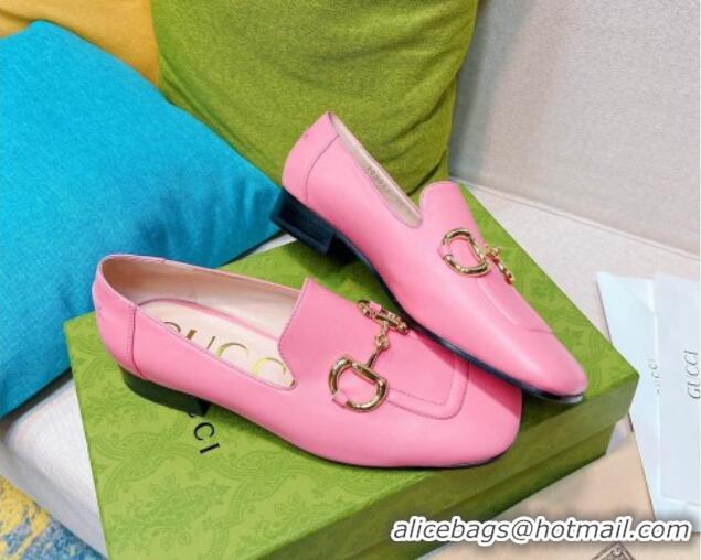 Good Quality Gucci Leather Loafer with Horsebit Pink 0825103