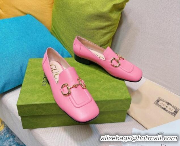 Good Quality Gucci Leather Loafer with Horsebit Pink 0825103