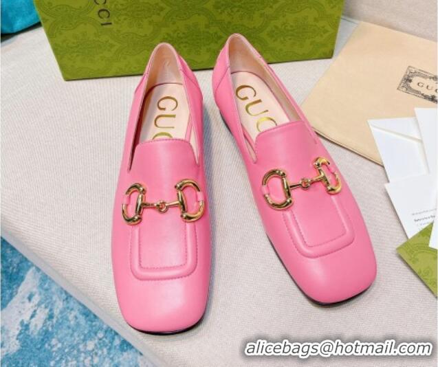 Good Quality Gucci Leather Loafer with Horsebit Pink 0825103