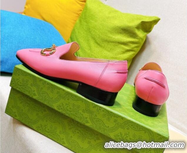 Good Quality Gucci Leather Loafer with Horsebit Pink 0825103