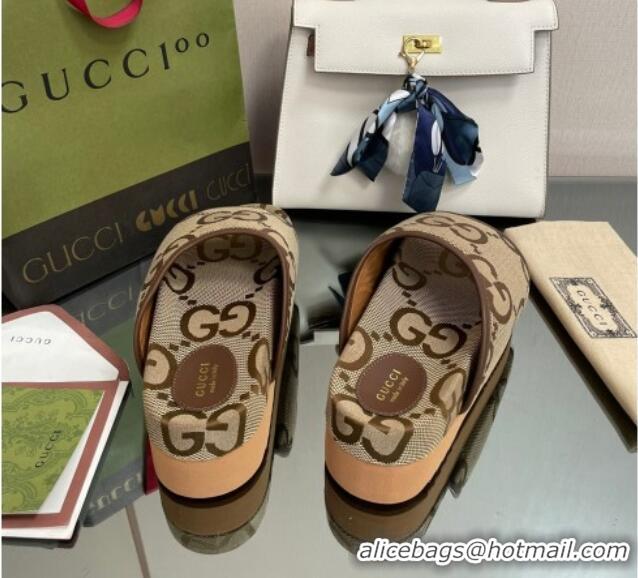 Stylish Gucci Maxi-GG Canvas Platform Slide Sandals Camel Brown 082721