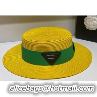 Hot Sell Bottega Veneta Straw Wide Brim Hat 031125 Yellow 2022