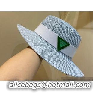 Trendy Design Bottega Veneta Straw Wide Brim Hat BVH31607 Light Blue 2022