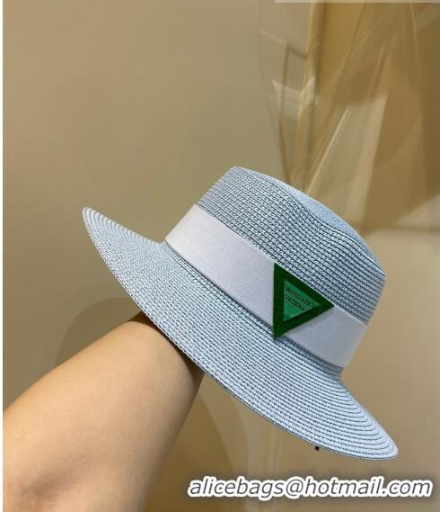 Trendy Design Bottega Veneta Straw Wide Brim Hat BVH31607 Light Blue 2022