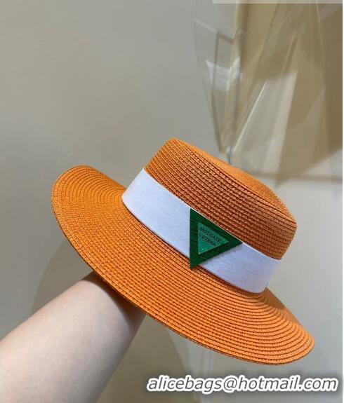 Top Quality Bottega Veneta Straw Wide Brim Hat BVH31608 Orange 2022