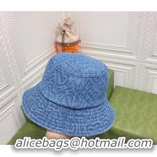 Famous Brand Burberry Denim Bucket Hat 040189 Light Blue 2022